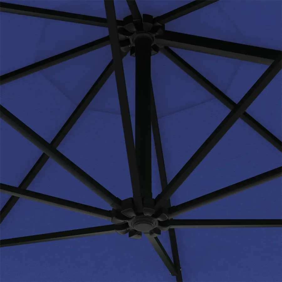 Parasol mural avec mât métallique 300 cm Bleu - 7
