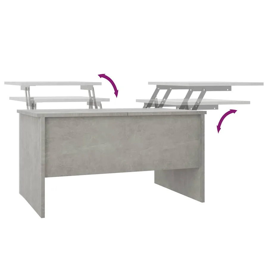 Table basse gris béton 80x50x42,5 cm bois d'ingénierie - 8