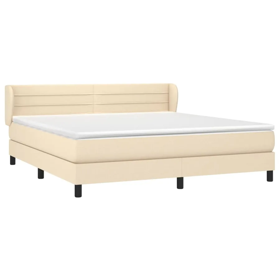Sommier à lattes de lit avec matelas Crème 160x200 cm Tissu - 3