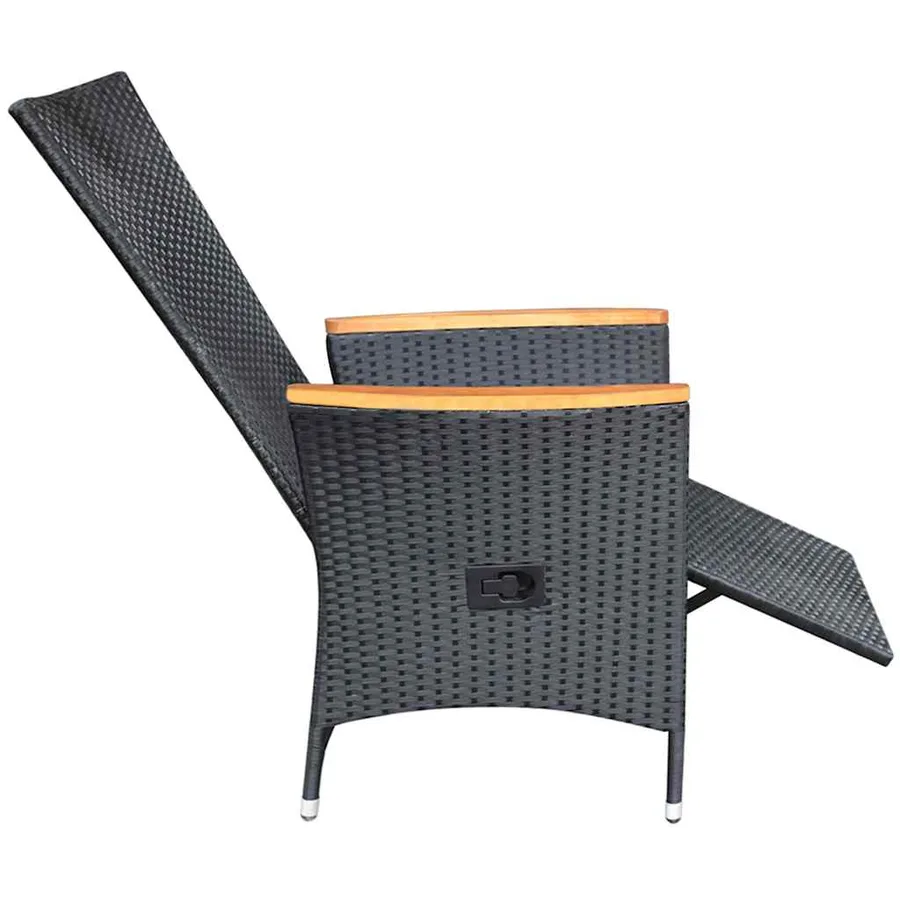 Ensemble à manger de jardin 7 pcs Résine tressée Noir - 10