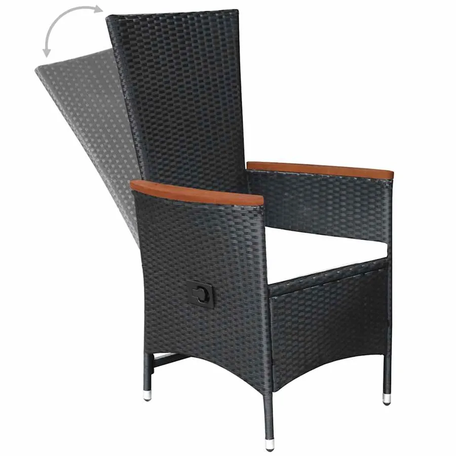 Ensemble à manger de jardin 7 pcs Résine tressée Noir - 5