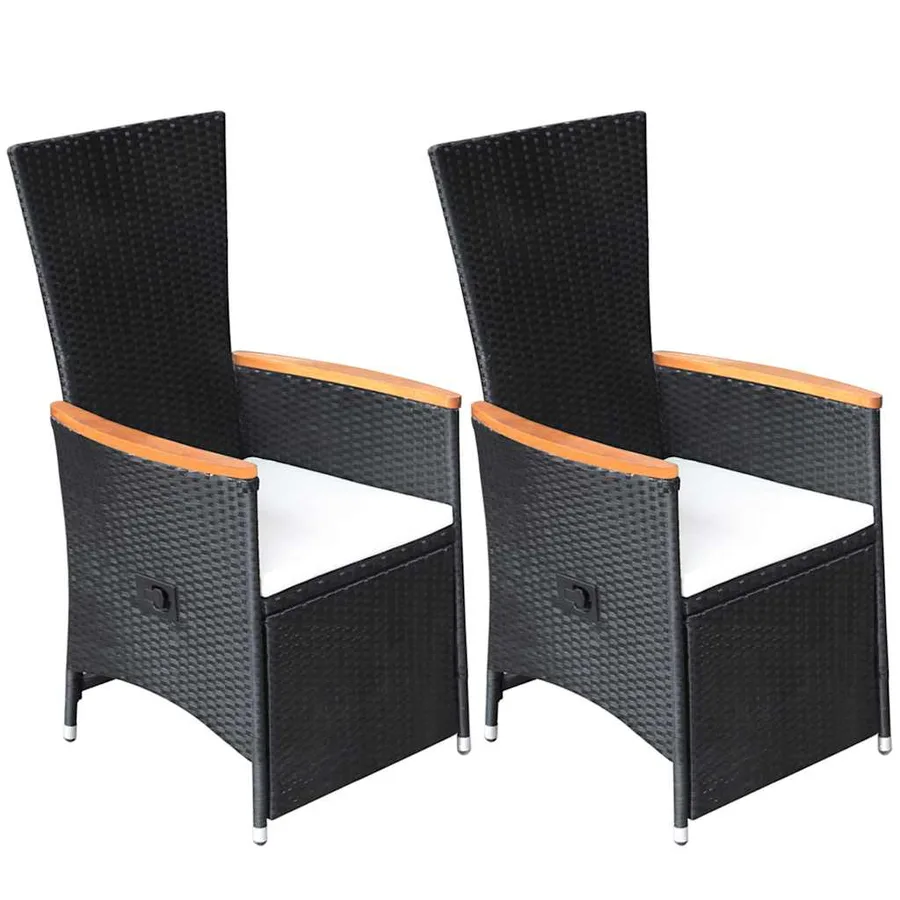 Ensemble à manger de jardin 7 pcs Résine tressée Noir - 6