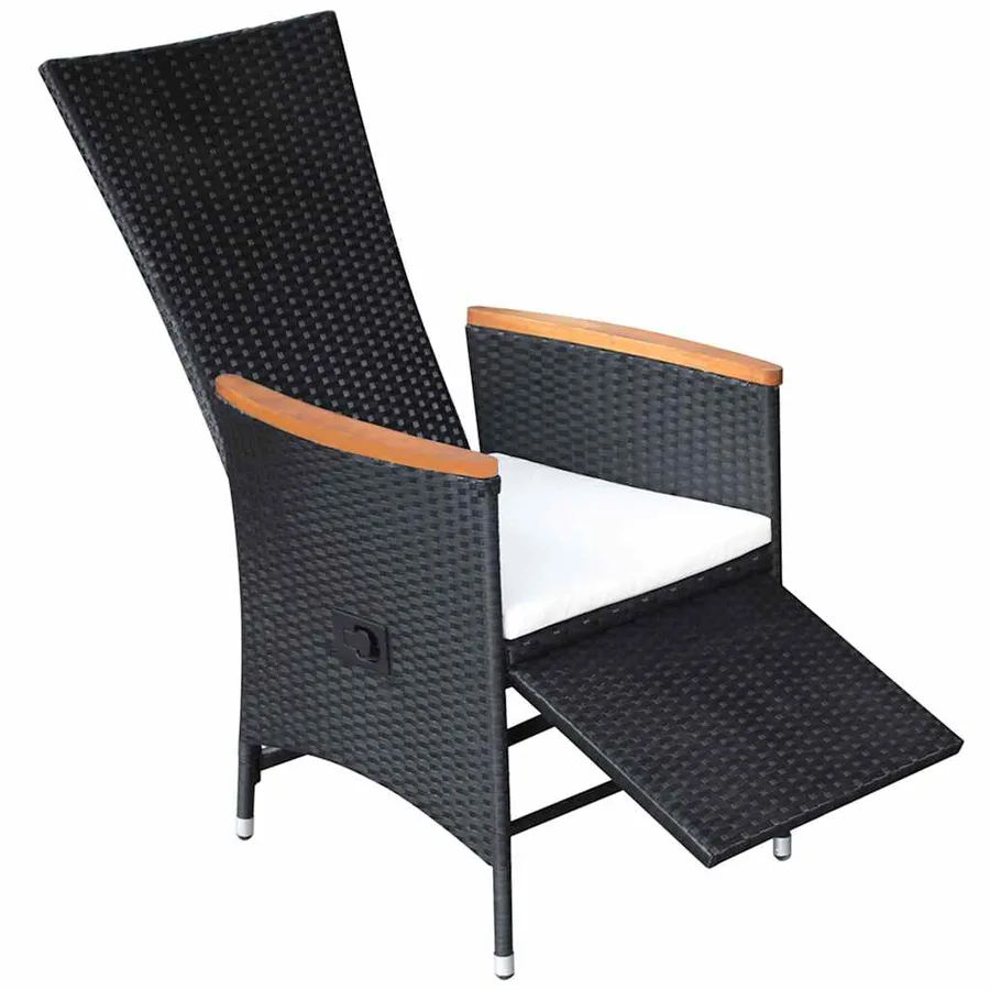Ensemble à manger de jardin 7 pcs Résine tressée Noir - 9