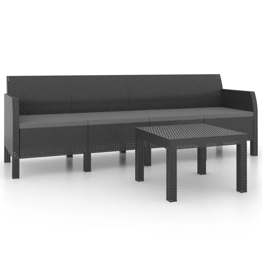 Salon de jardin 2 pcs avec coussins PP Rotin Anthracite - 2