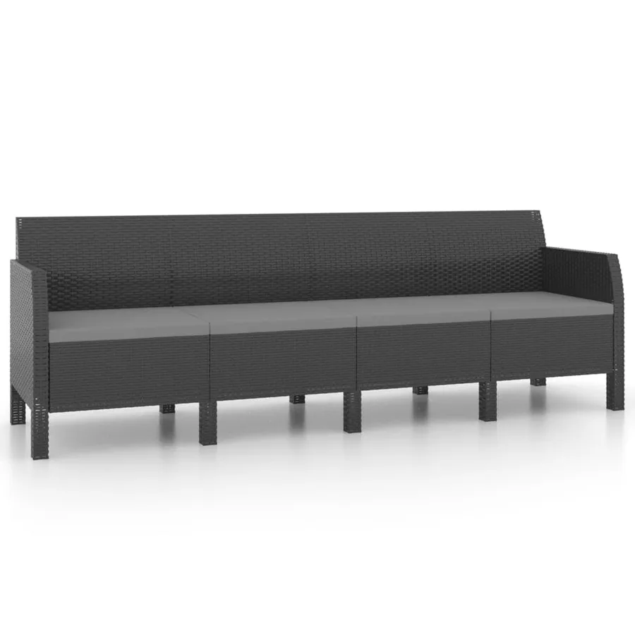 Salon de jardin 2 pcs avec coussins PP Rotin Anthracite - 6