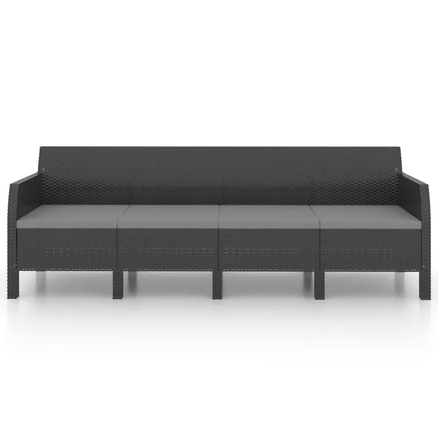 Salon de jardin 2 pcs avec coussins PP Rotin Anthracite - 7