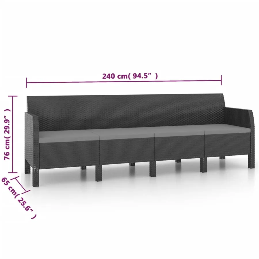 Salon de jardin 2 pcs avec coussins PP Rotin Anthracite - 8