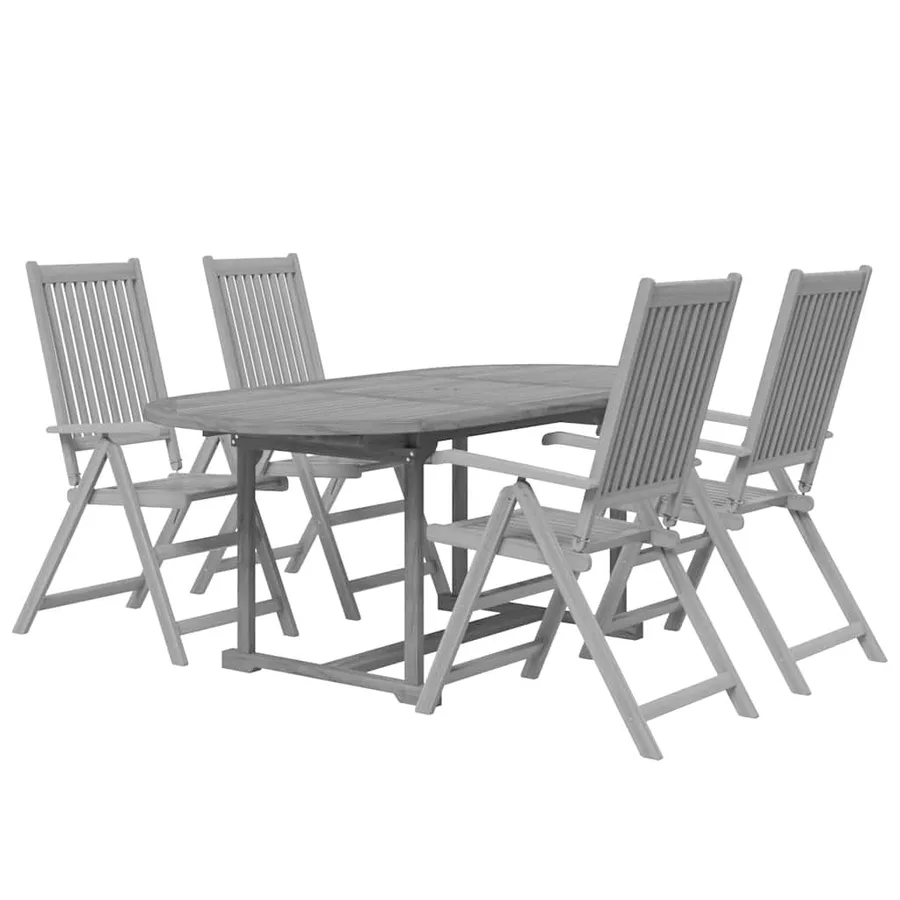 Ensemble à manger de jardin 5 pcs Bois d'acacia massif - 3