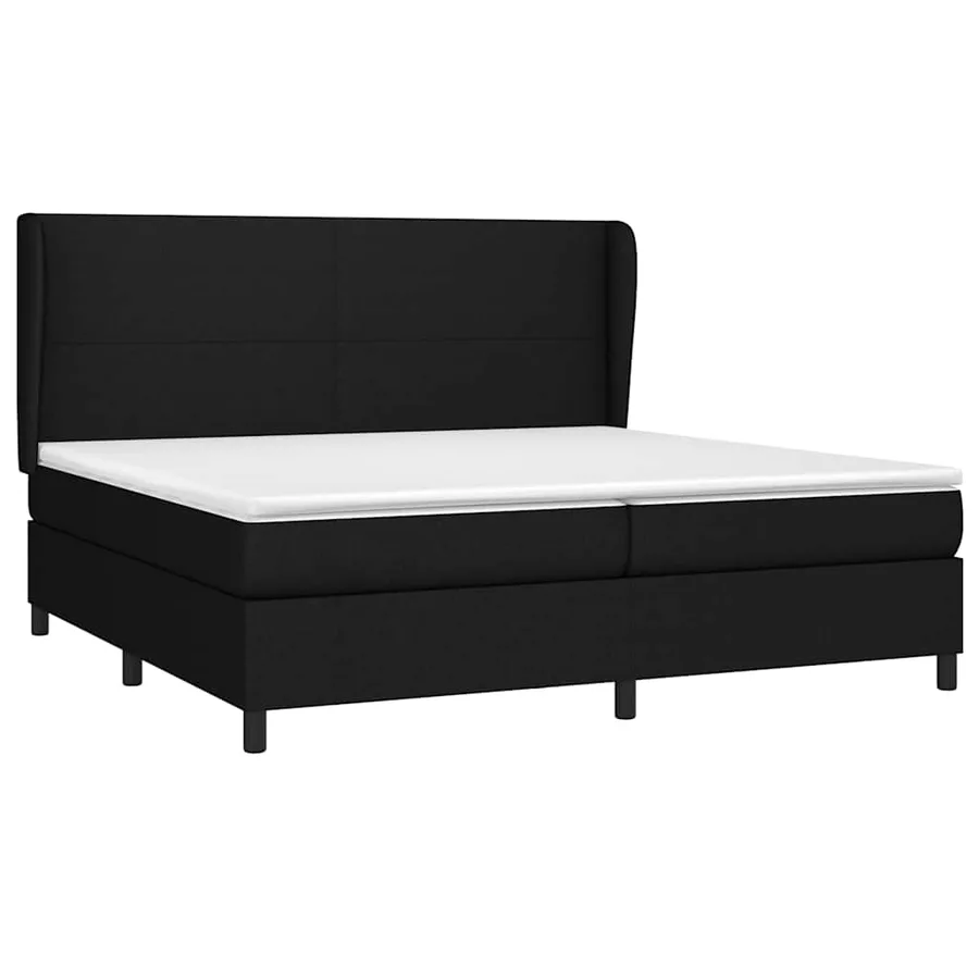 Sommier à lattes de lit avec matelas Noir 200x200 cm Tissu - 3