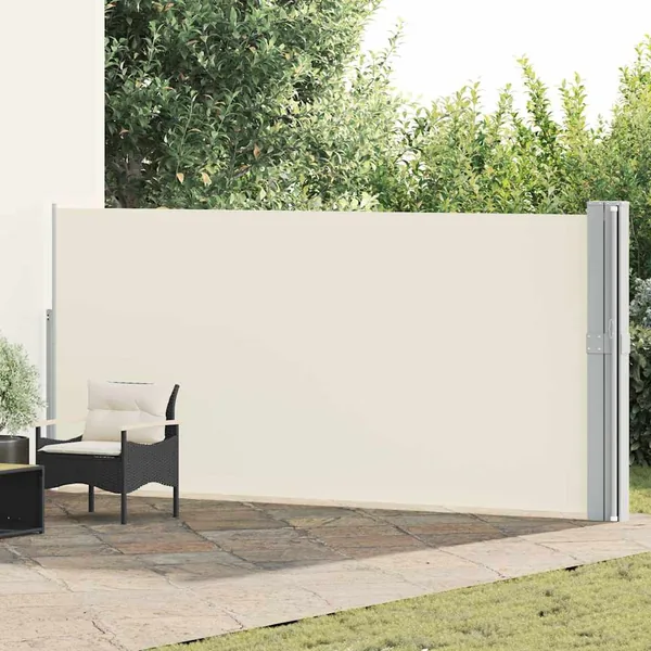 Auvent latéral rétractable de patio 170x1200 cm Crème