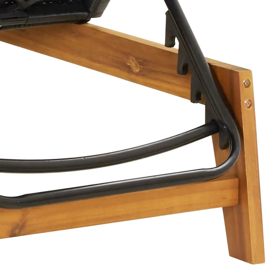 Chaise longue avec coussin Résine tressée/bois massif d'acacia - 9