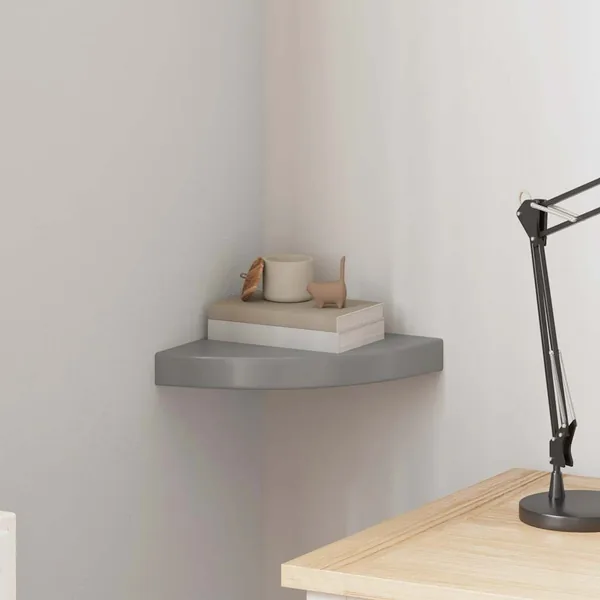 Étagère d'angle flottante Gris brillant 25x25x3,8 cm MDF