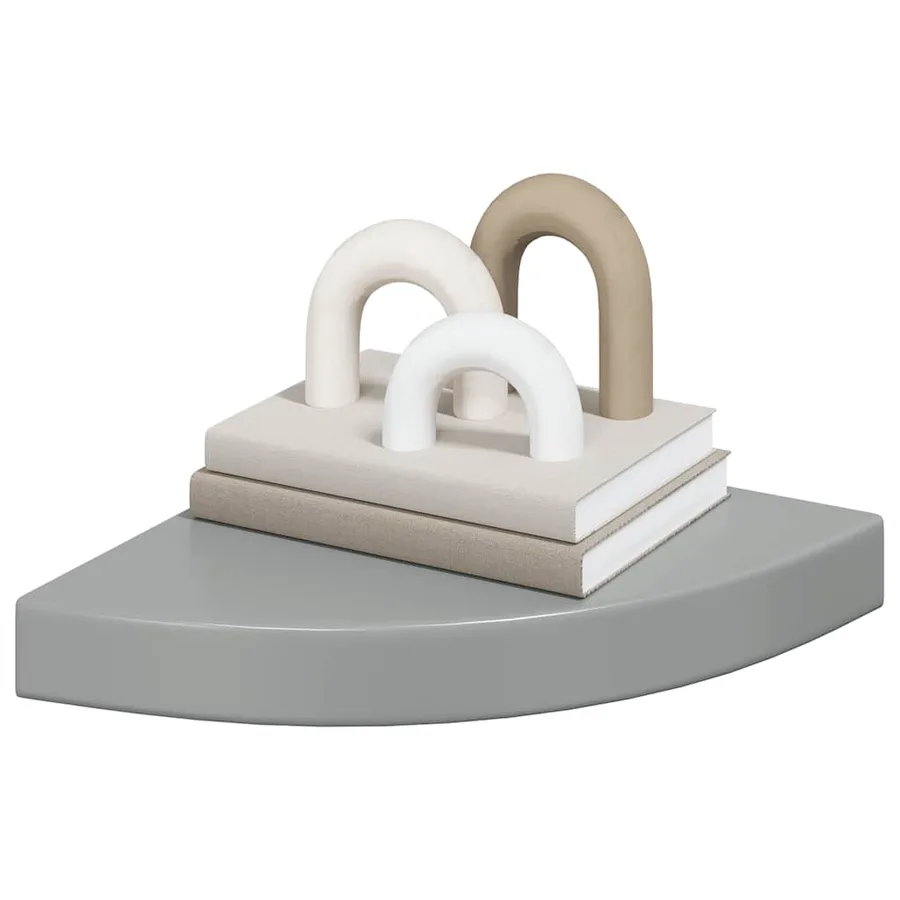 Étagère d'angle flottante Gris brillant 25x25x3,8 cm MDF - 4