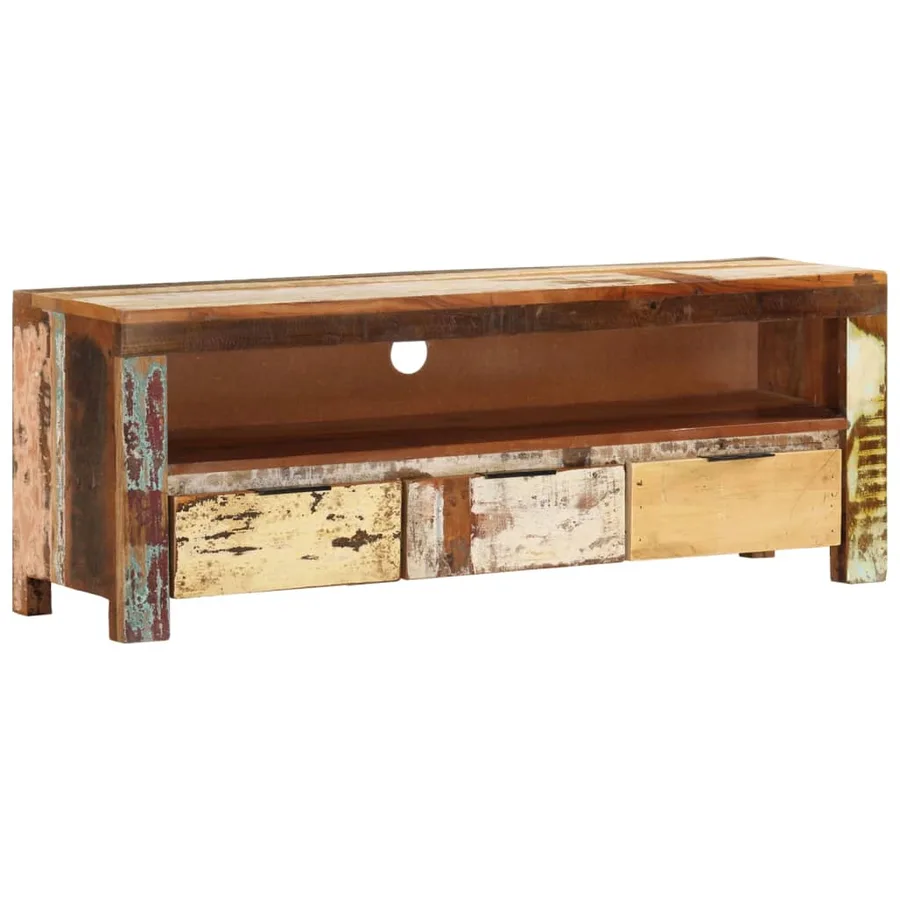 Meuble TV 110x30x40 cm Bois de récupération massif - 12