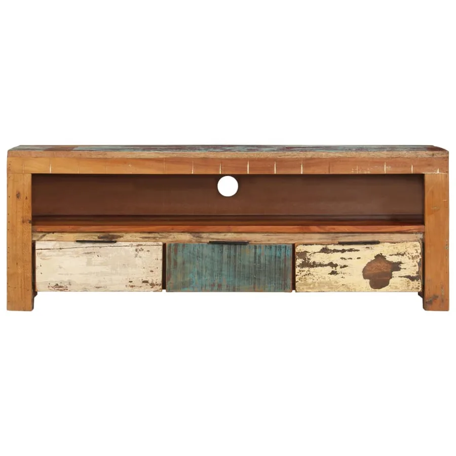 Meuble TV 110x30x40 cm Bois de récupération massif - 2