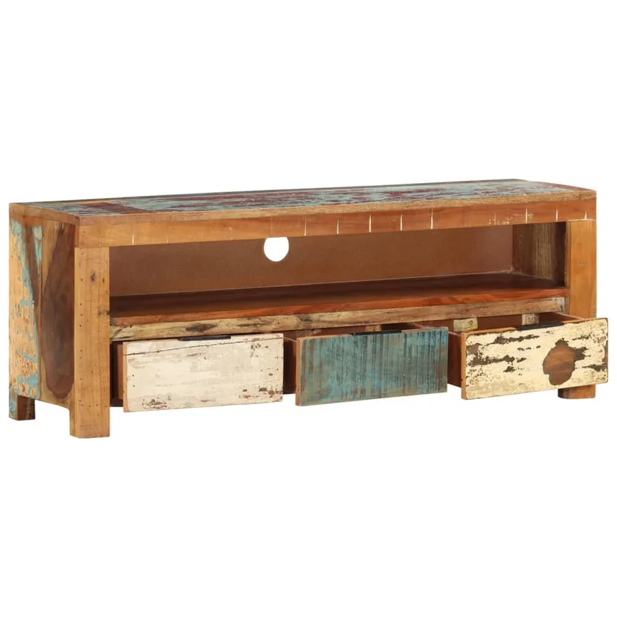 Meuble TV 110x30x40 cm Bois de récupération massif - 3