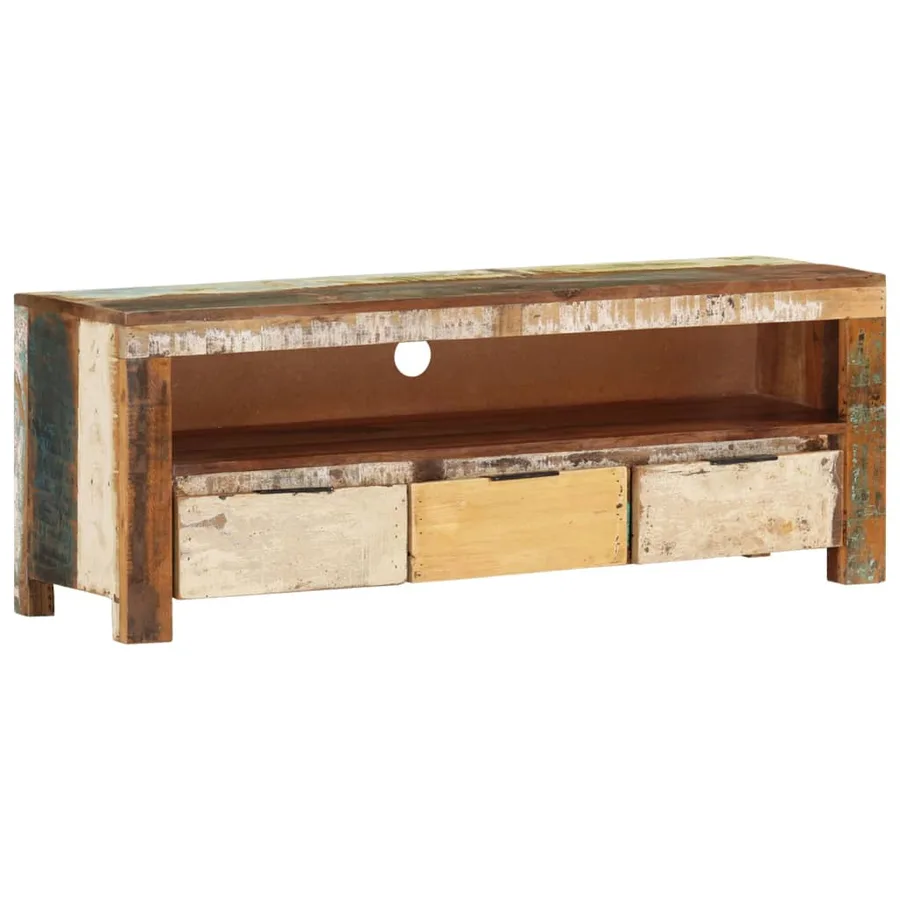 Meuble TV 110x30x40 cm Bois de récupération massif - 9
