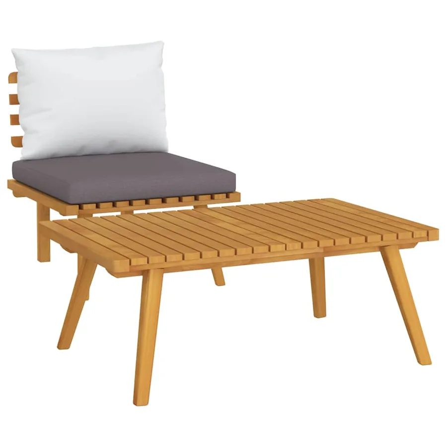 Salon de jardin 2 pcs avec coussins Bois d'acacia solide - 2