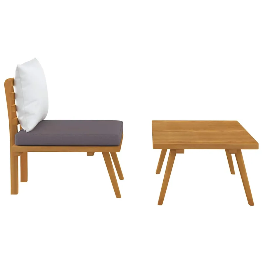 Salon de jardin 2 pcs avec coussins Bois d'acacia solide - 5