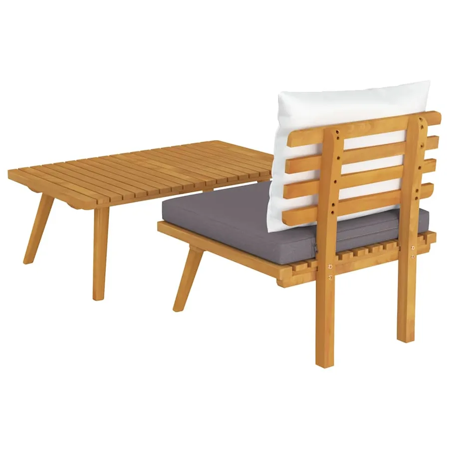 Salon de jardin 2 pcs avec coussins Bois d'acacia solide - 6