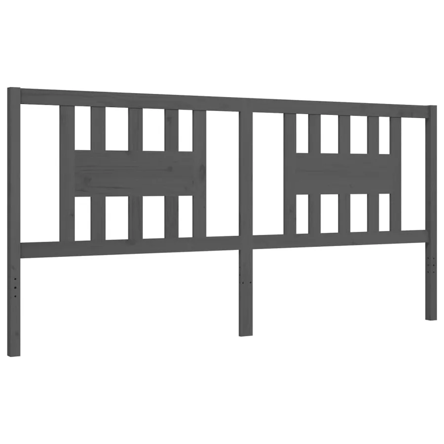 Cadre de lit sans matelas gris 200x200 cm bois massif - 9