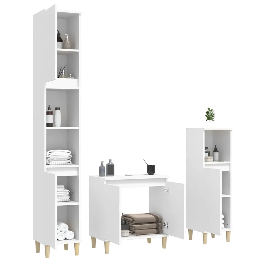 Ensemble de meubles salle de bain 3 pcs blanc bois d'ingénierie - 4