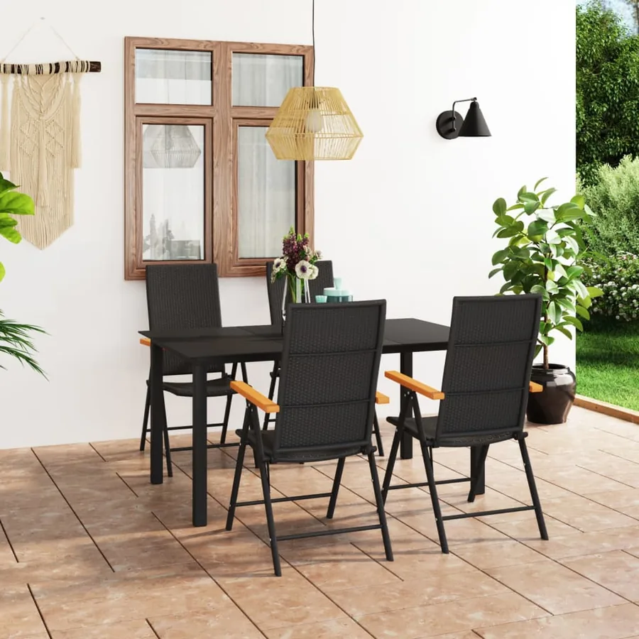 Ensemble à manger de jardin 5 pcs noir et marron