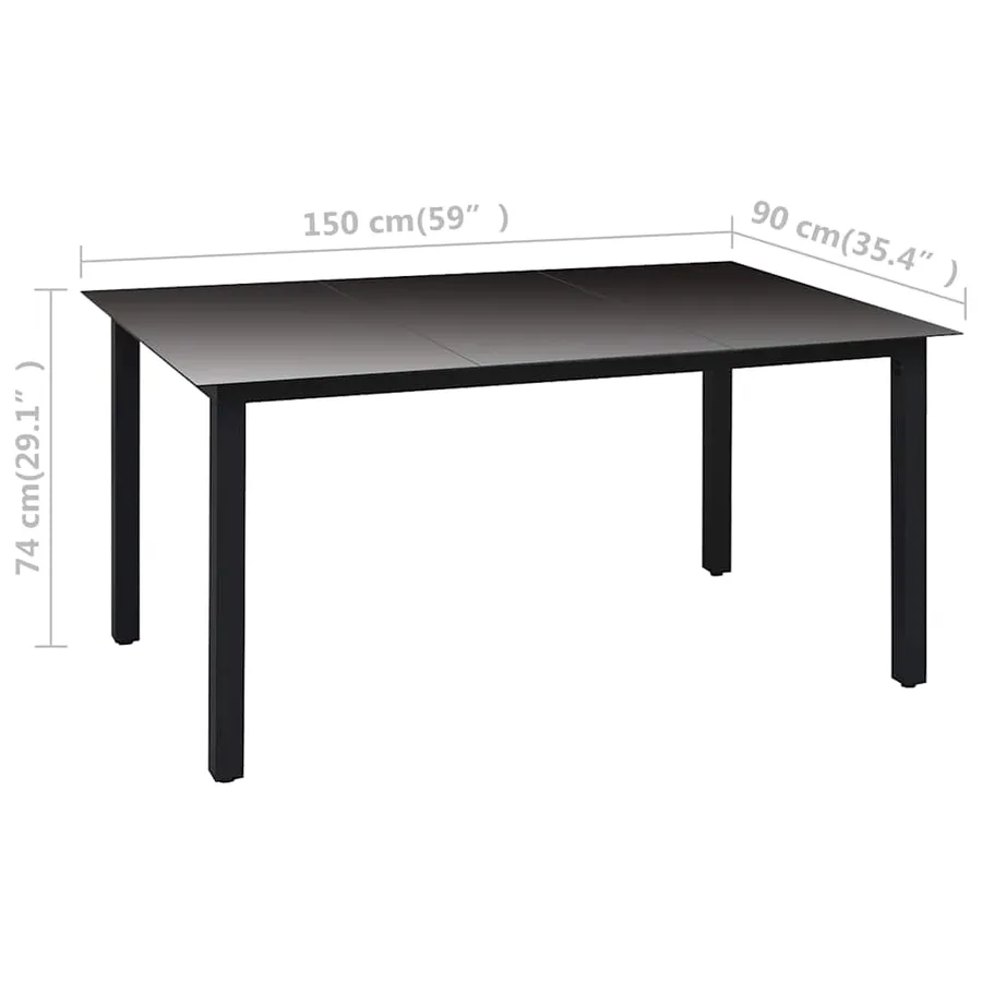 Ensemble à manger de jardin 5 pcs noir et marron - 12