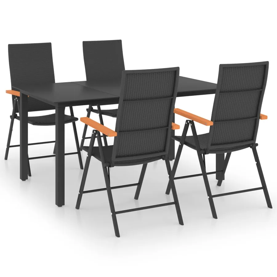 Ensemble à manger de jardin 5 pcs noir et marron - 2