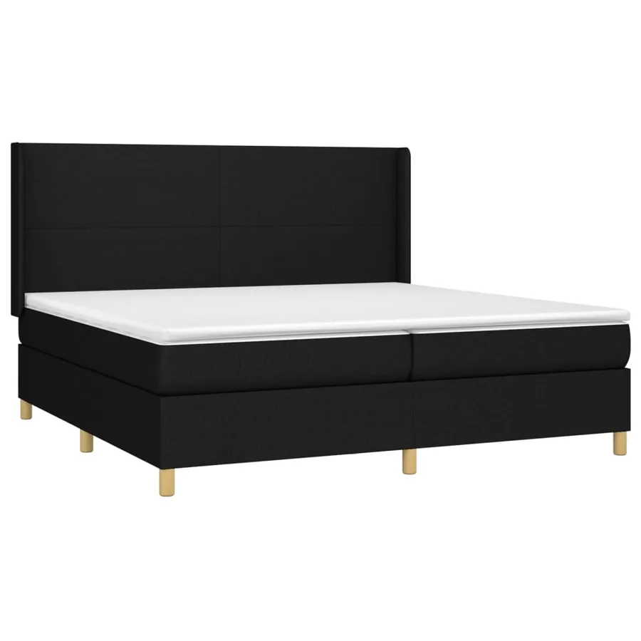 Sommier à lattes de lit avec matelas Noir 200x200 cm Tissu - 3