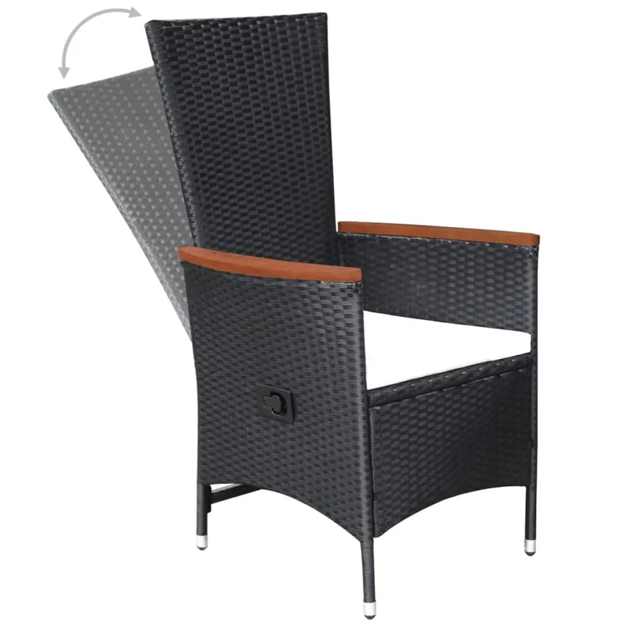 Ensemble à manger de jardin 5 pcs Noir - 7