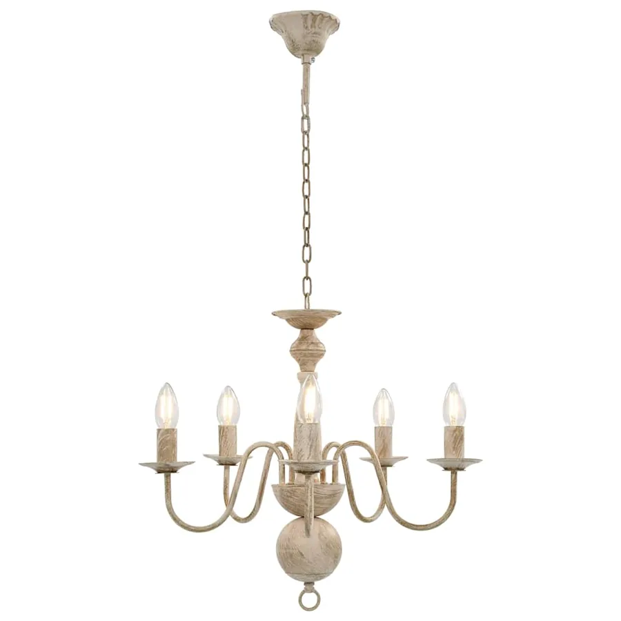 Lustre Blanc antique 5 ampoules E14