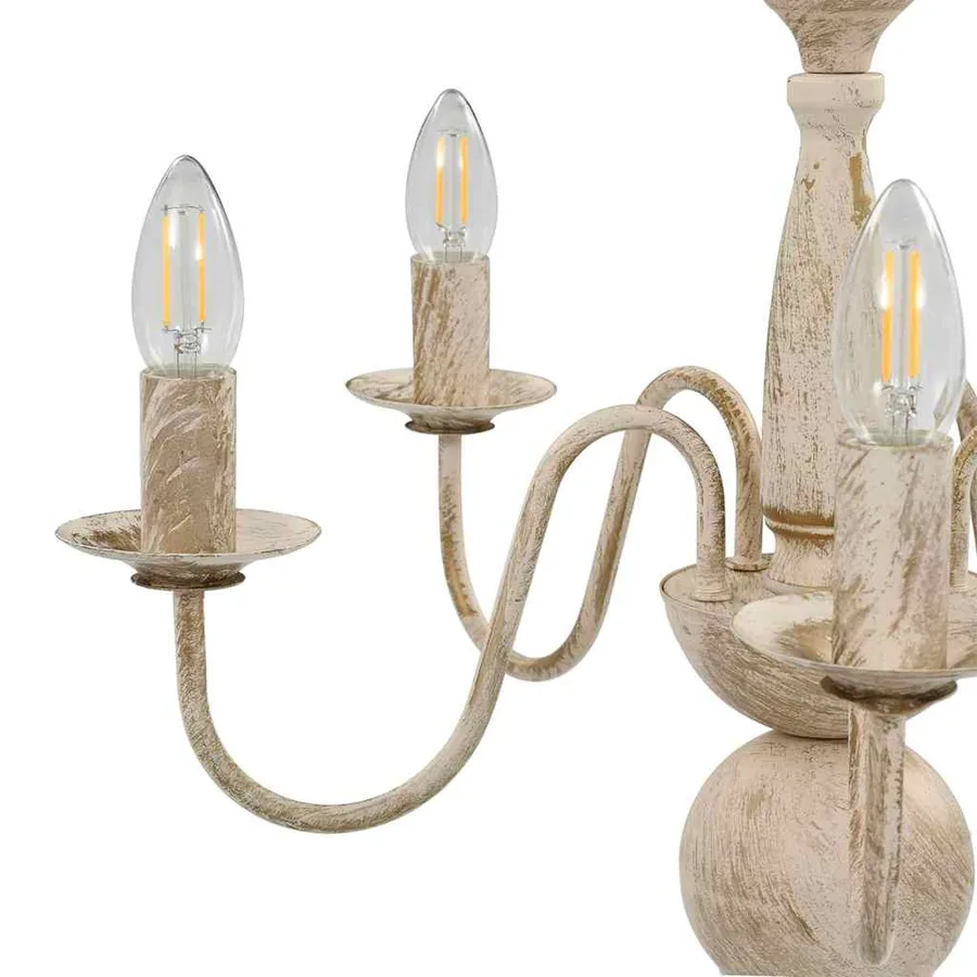 Lustre Blanc antique 5 ampoules E14 - 5