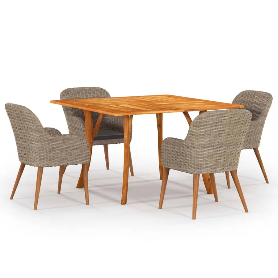 Ensemble à manger de jardin 5 pcs Marron