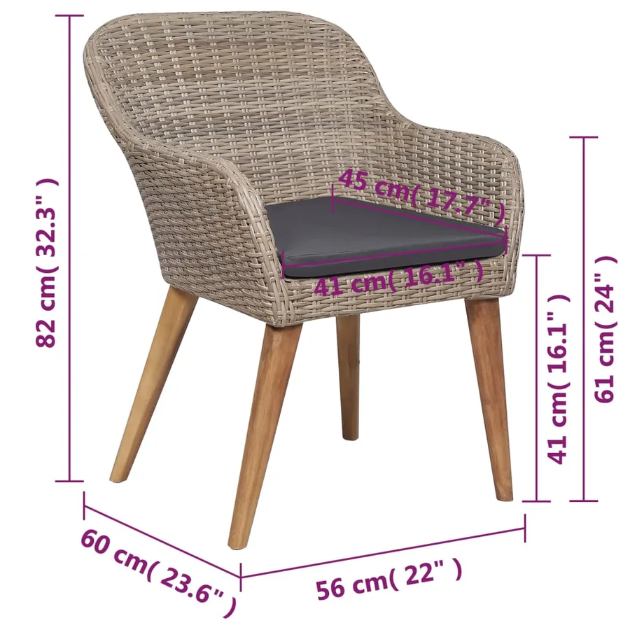 Ensemble à manger de jardin 5 pcs Marron - 10
