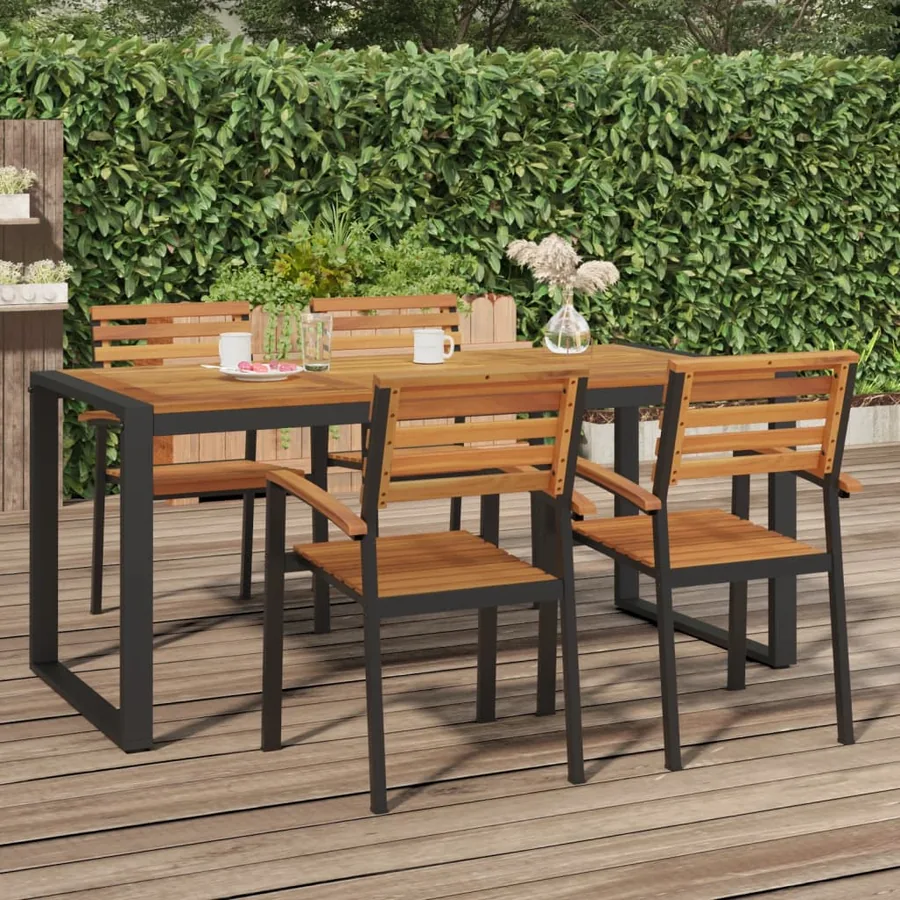 Table de jardin et pieds en forme de U 180x90x75 cm bois acacia