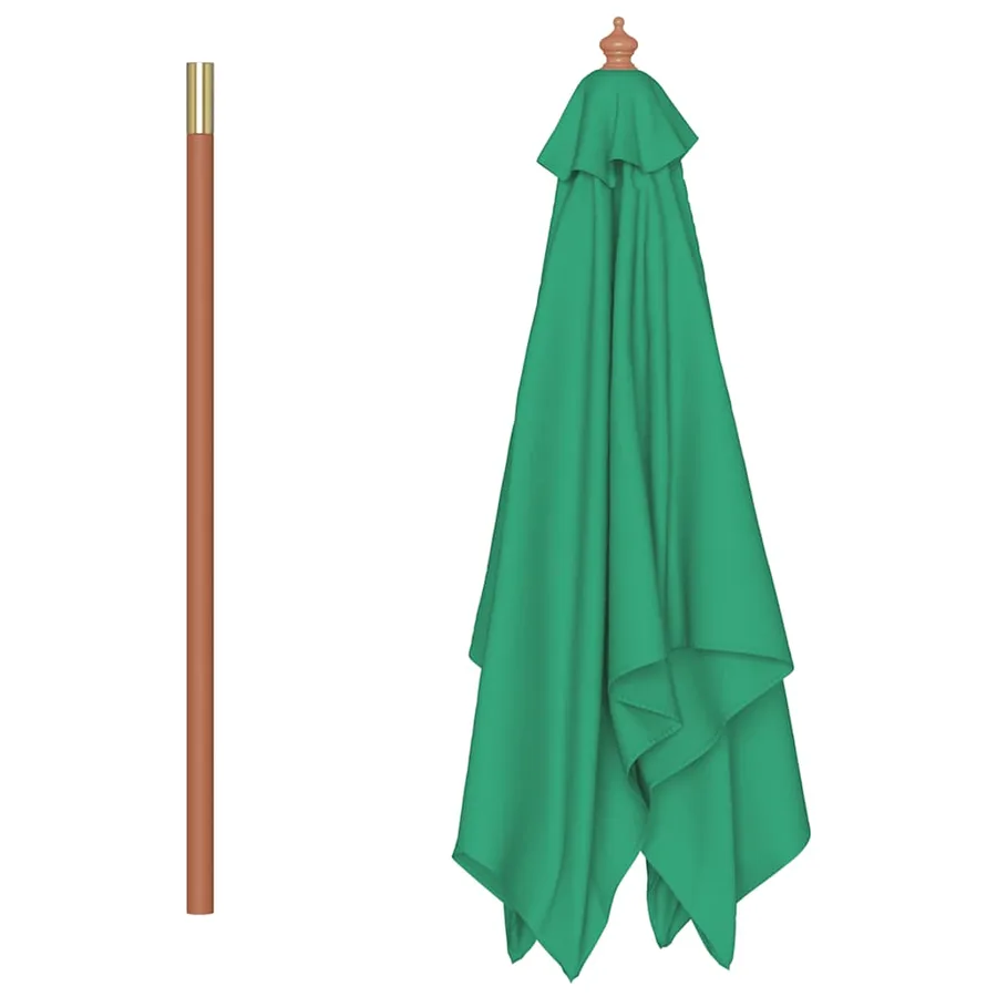 Parasol d'extérieur avec mât en bois 150x200 cm vert - 4