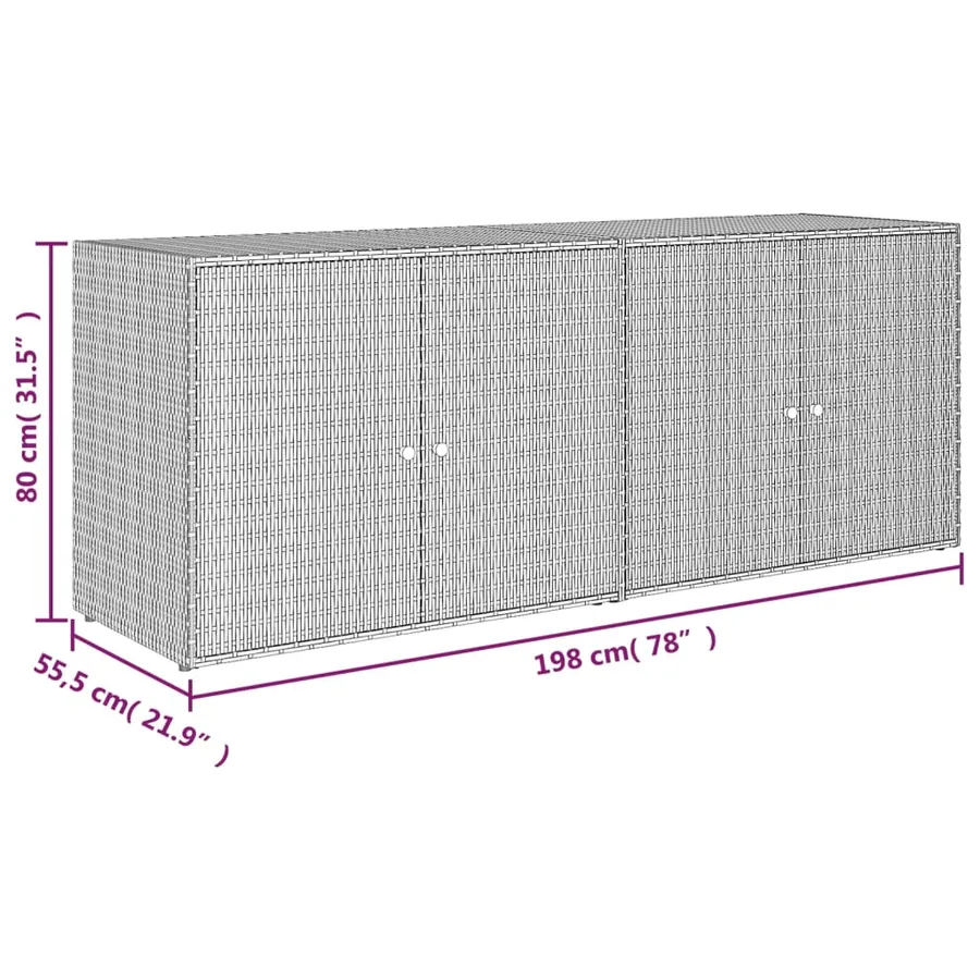 Armoire de rangement jardin Gris 198x55,5x80 cm Résine tressée - 8