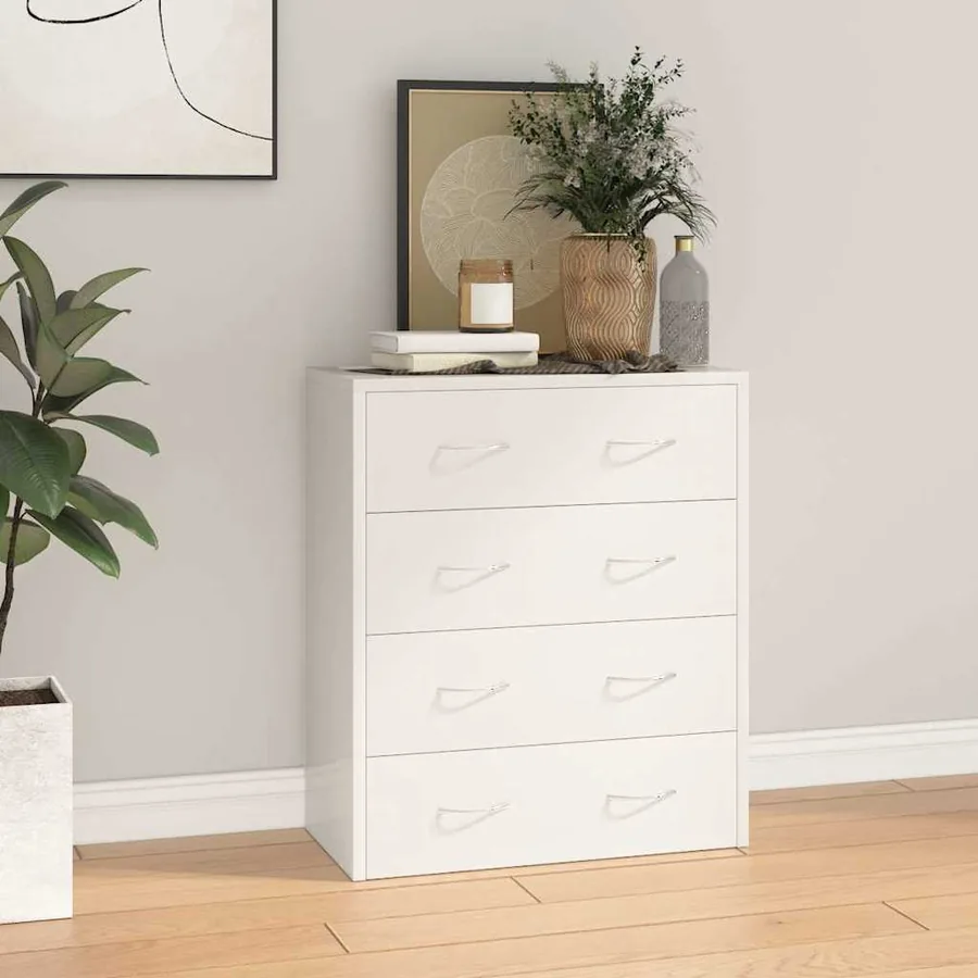Buffet avec 4 tiroirs 60x30,5x71 cm Blanc brillant