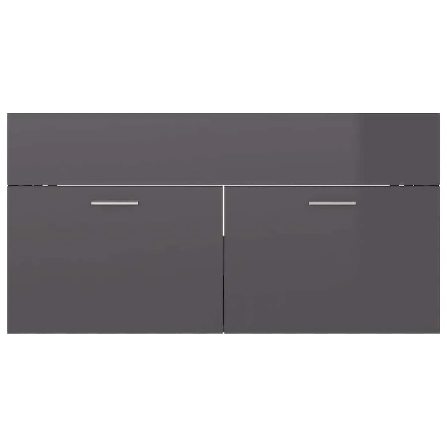Armoire d'évier Gris brillant 90x38,5x46 cm Bois d’ingénierie - 5