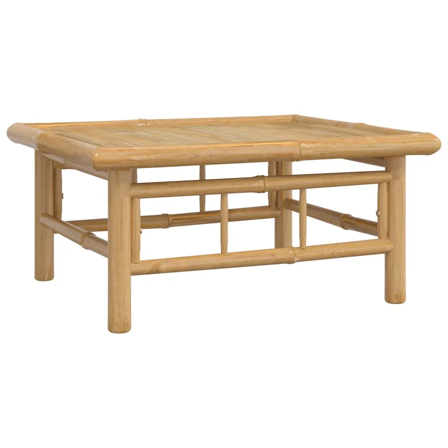 Salon de jardin 5 pcs avec coussins blanc crème bambou - 6
