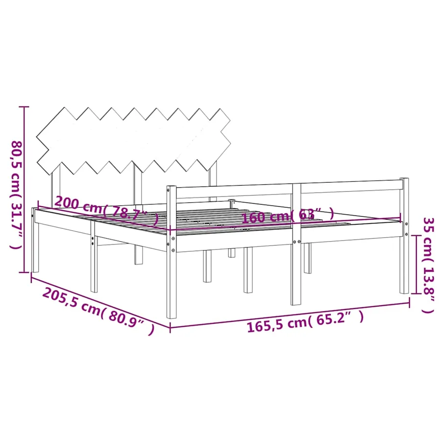 Lit pour personne âgée sans matelas blanc 160x200cm bois massif - 12