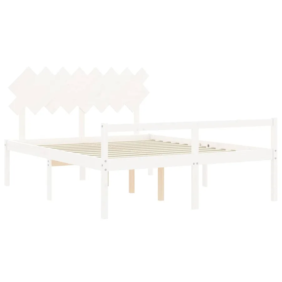 Lit pour personne âgée sans matelas blanc 160x200cm bois massif - 5