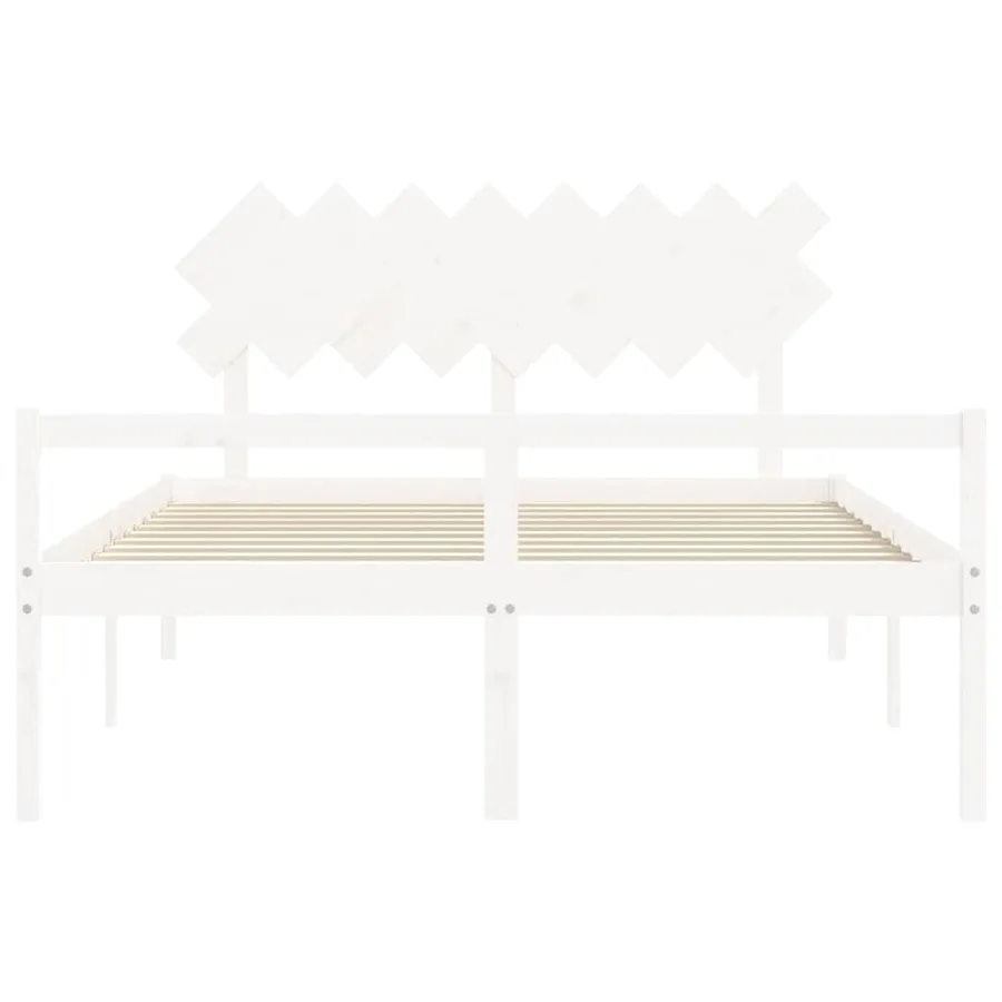 Lit pour personne âgée sans matelas blanc 160x200cm bois massif - 6