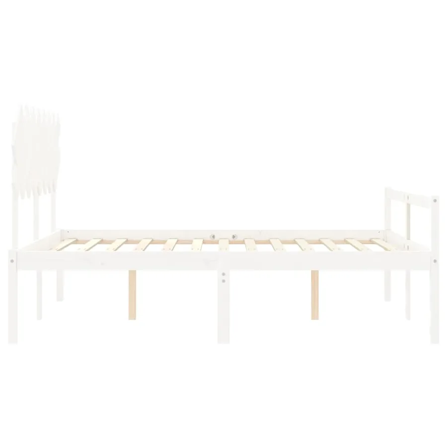 Lit pour personne âgée sans matelas blanc 160x200cm bois massif - 7