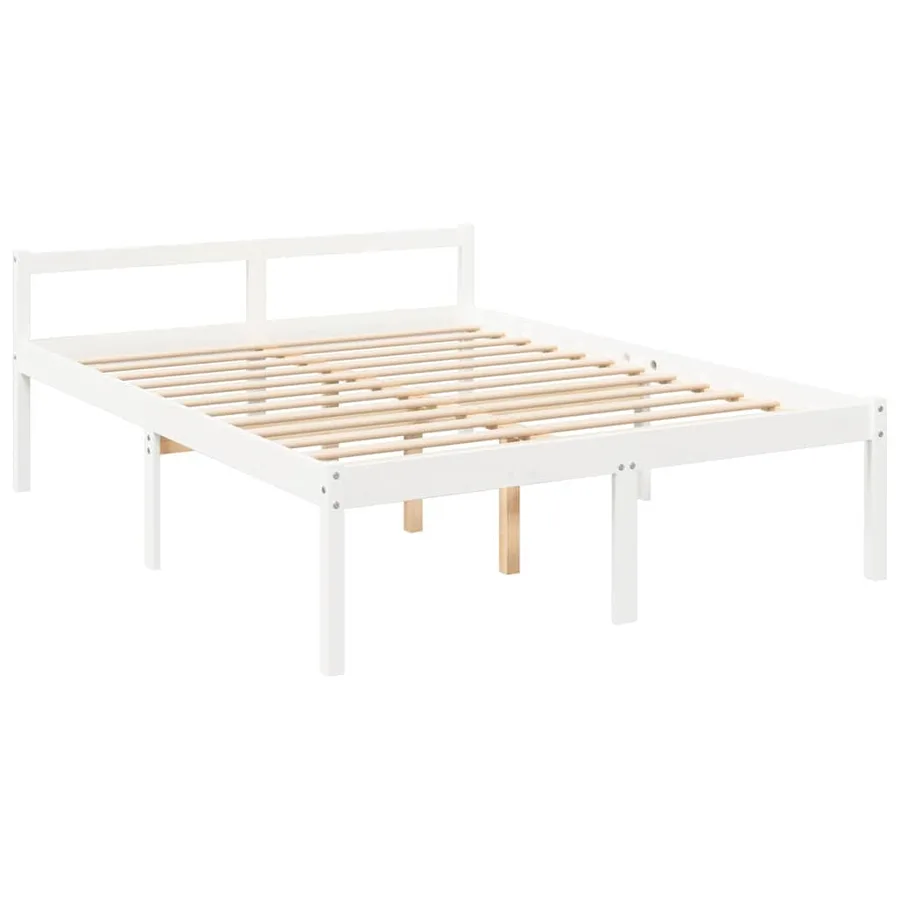 Lit pour personne âgée sans matelas blanc 160x200cm bois massif - 9