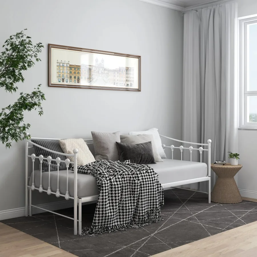 Cadre de canapé-lit extensible sans matelas blanc 90x200 cm - 12