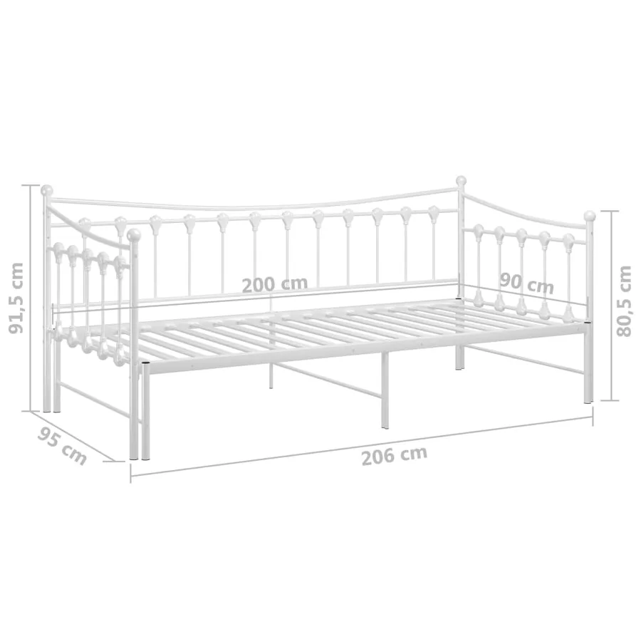 Cadre de canapé-lit extensible sans matelas blanc 90x200 cm - 13