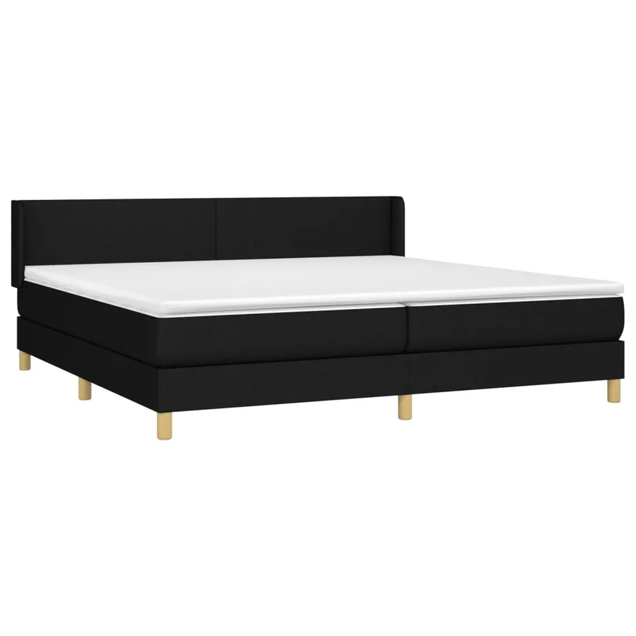 Sommier à lattes de lit avec matelas Noir 200x200 cm Tissu - 3
