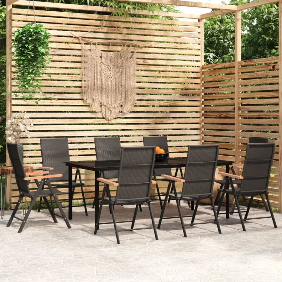 Ensemble à manger de jardin 9 pcs Noir